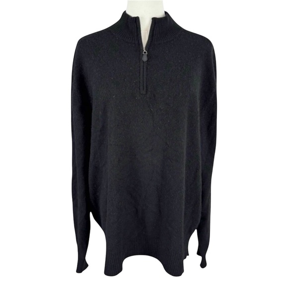 Daniel Hechter Other - Daniel Bishop Black Cashmere Quarter Zip Pullover Basic Sweater Long Sleeve XL